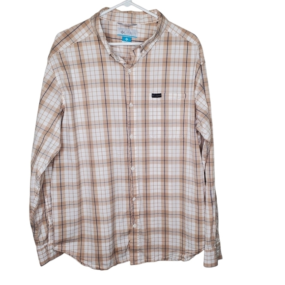 Columbia Men’s Rapid Rivers II Long Sleeve Trail Shirt, Tan Plaid Size XXL - Picture 1 of 5